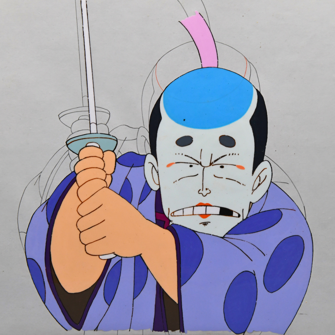 Recent sword-wielding character cel from the Mauer Gallery collection