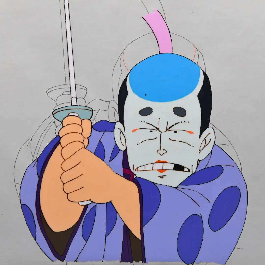 Recent sword-wielding character cel from the Mauer Gallery collection