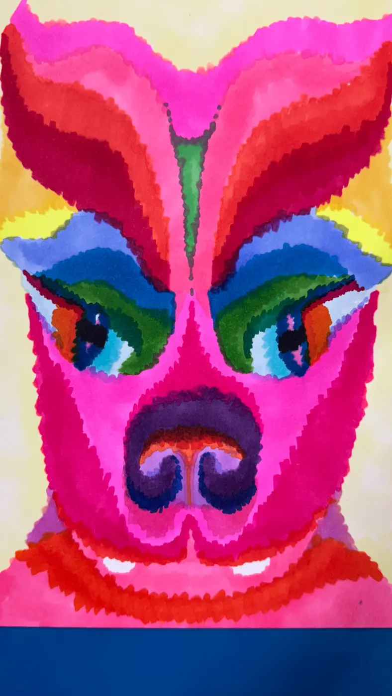 Large colourful portrait study by Julia Gaudard from Gathering