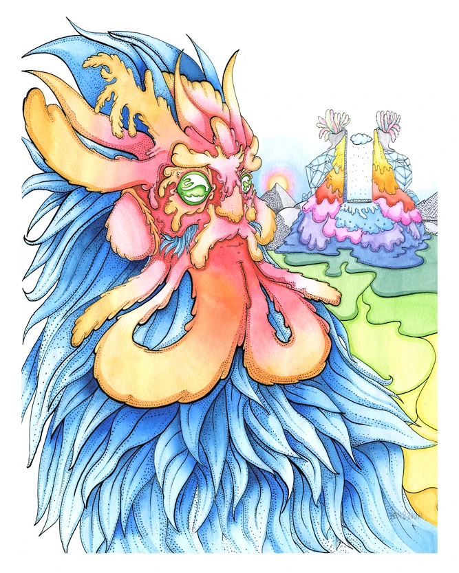 Homme Poulet character illustration from The World of Kaluk