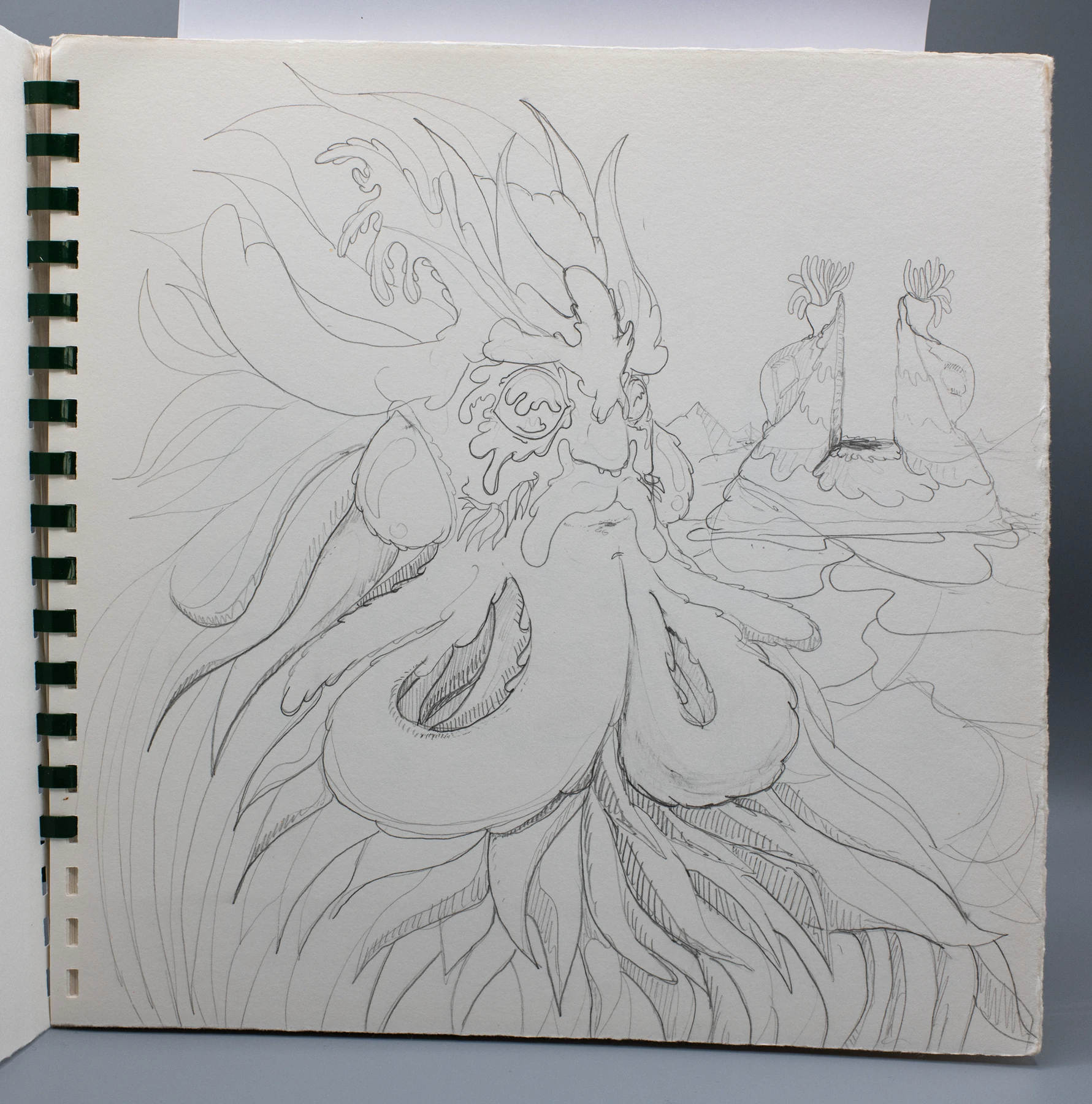 Pencil sketchbook research for The World of Kaluk