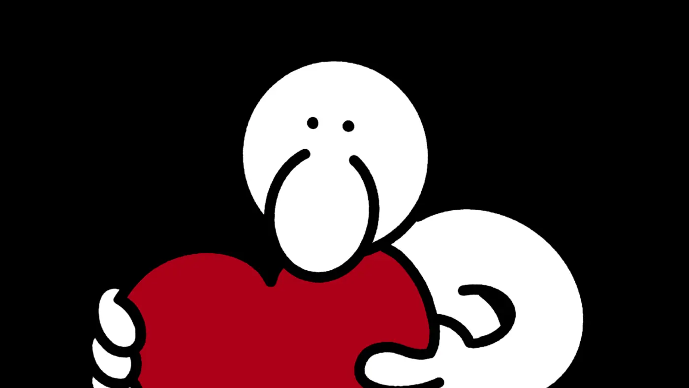 Theodoro Autops figure holding a red heart